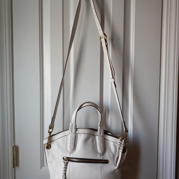 orYANY Cassie Pebbled Leather convertible shoulder satchel white dust bag - Picture 3 of 8